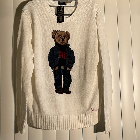 Ralph Lauren Cream Sweater with Bear Design - Picture 2 of 4